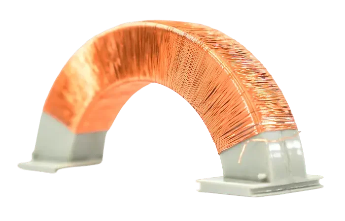 矩形變壓器繞線機產生的背景上的銅線線圈