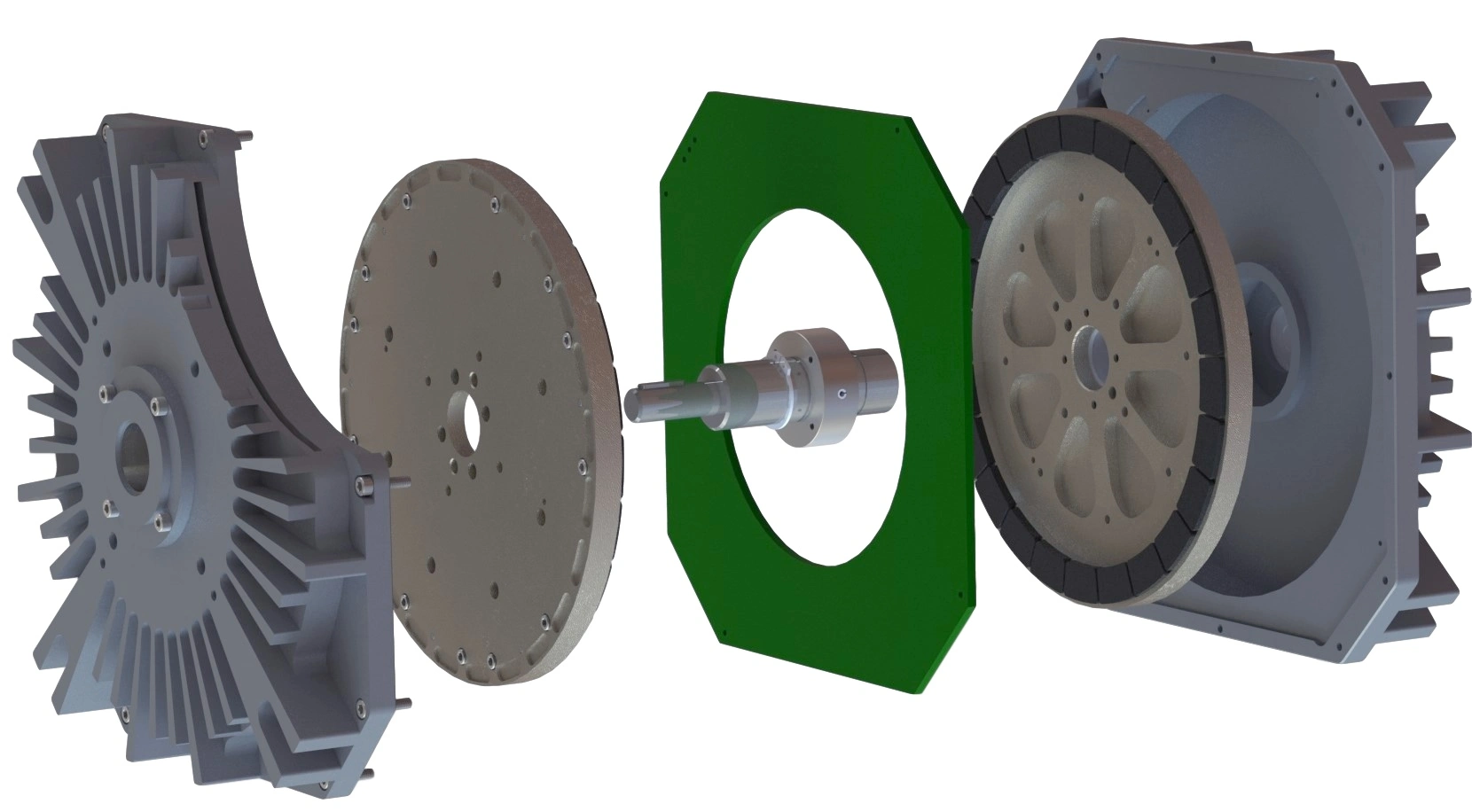 Exploded view of PCB stator components highlighting internal design structure