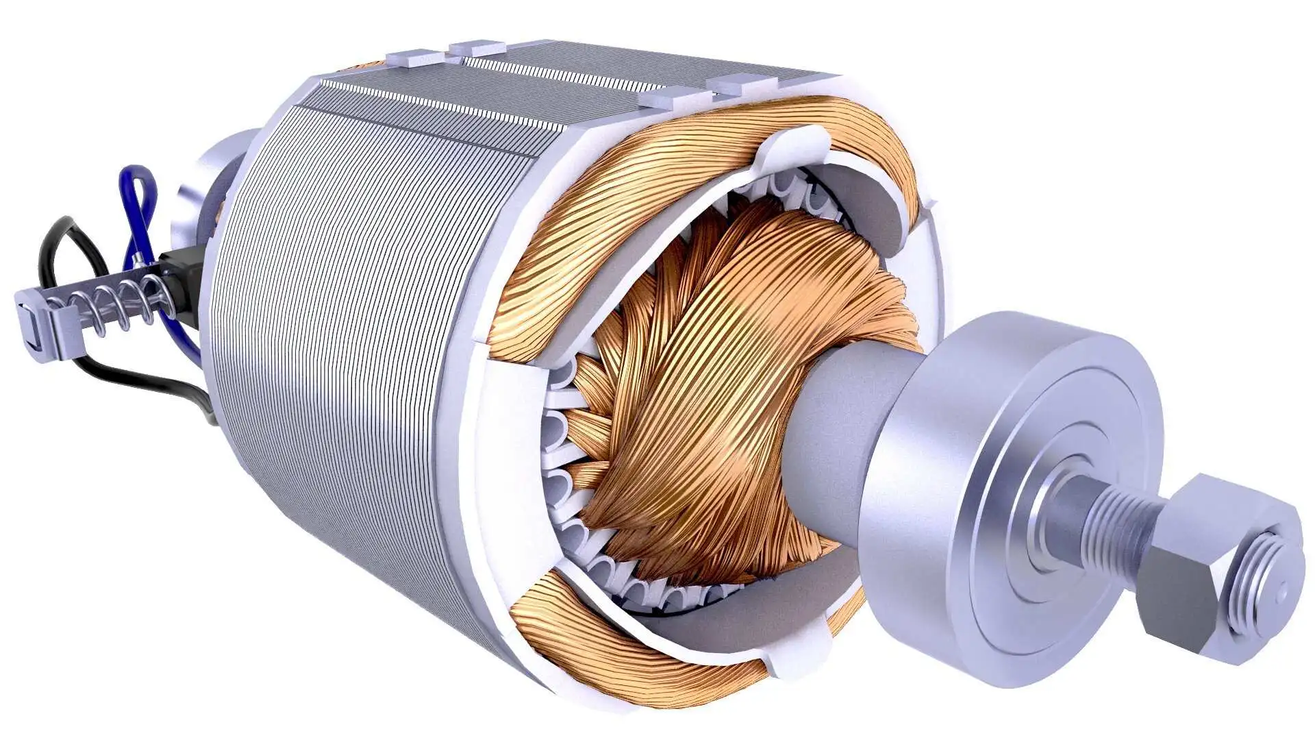 Статоры в двигателях постоянного тока с медными обмотками и компонентами