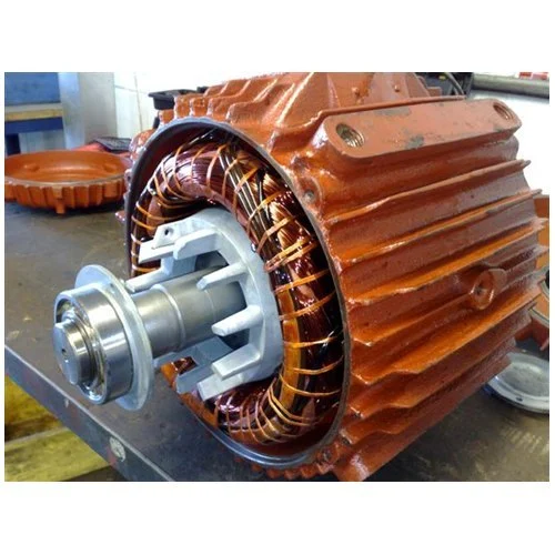 Industrial electric motor with exposed copper windings