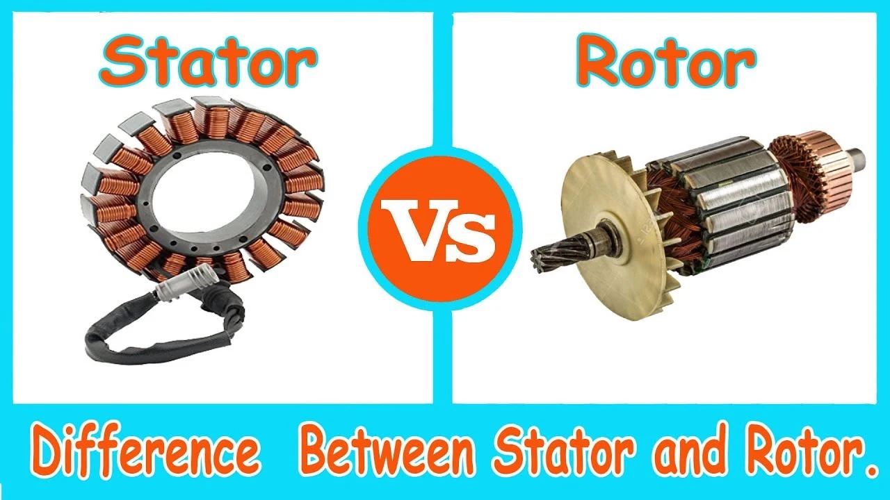 Stator vs rotor comparison with labeled parts
