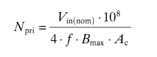 Formula for calculating transformer winding turns