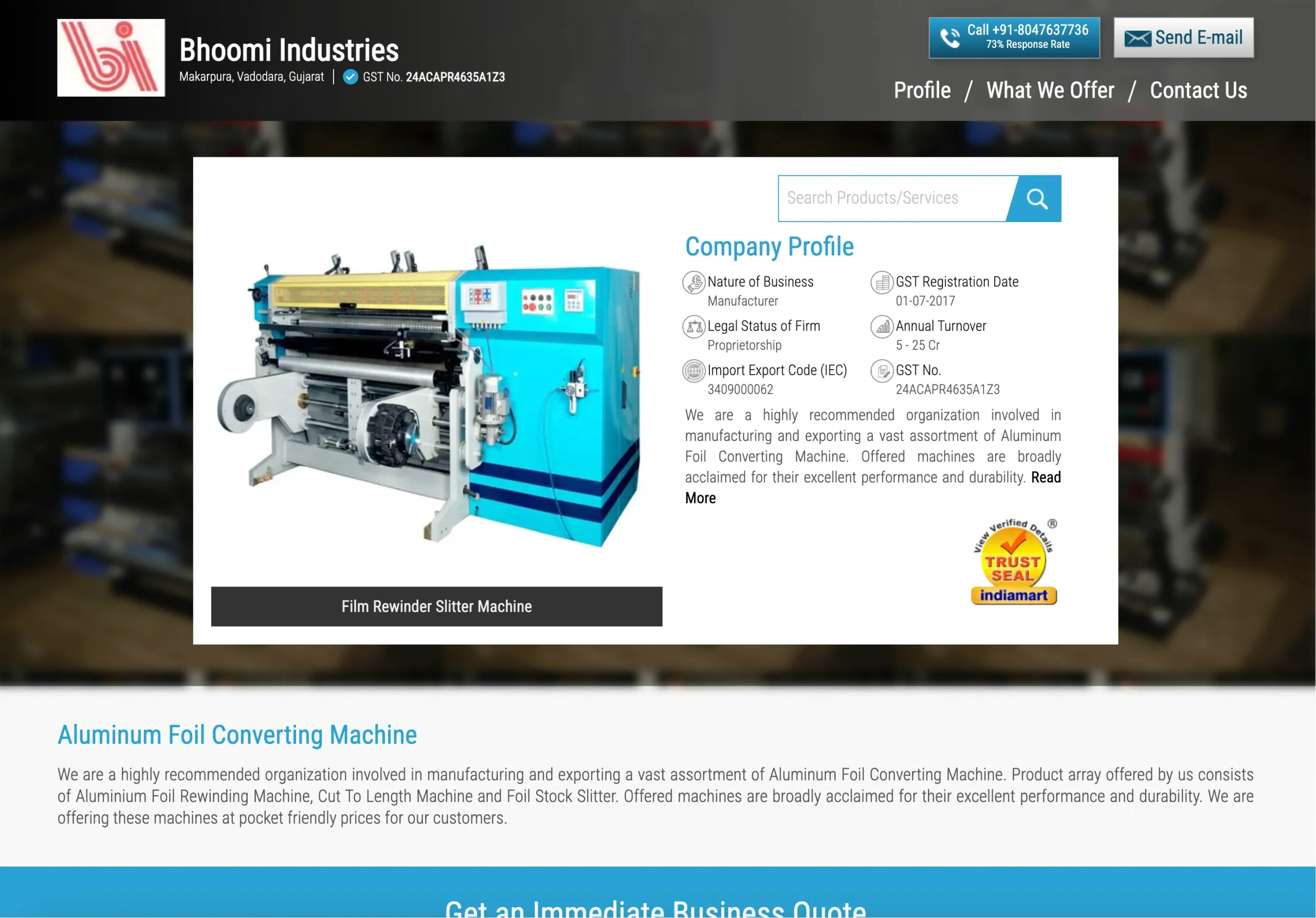 Веб-сайт Bhoomi Industries