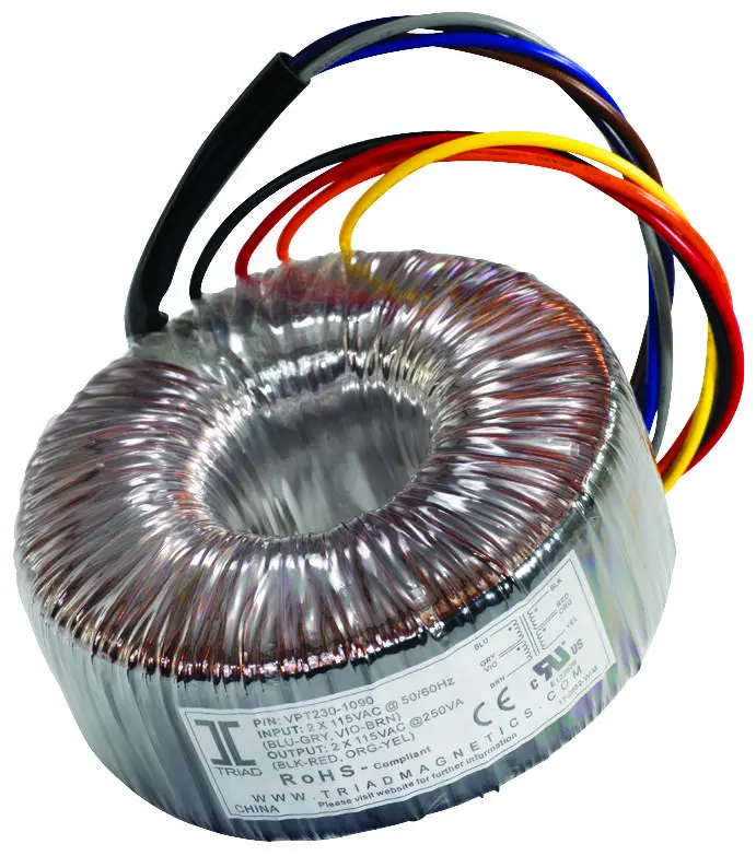 帶有彩色電線的環形變壓器